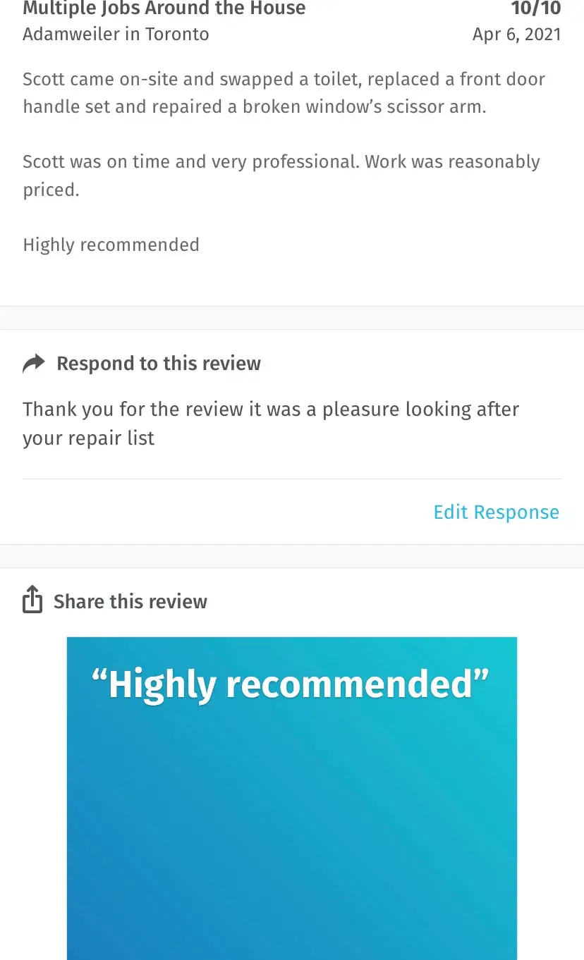 Highly recommended review graphic